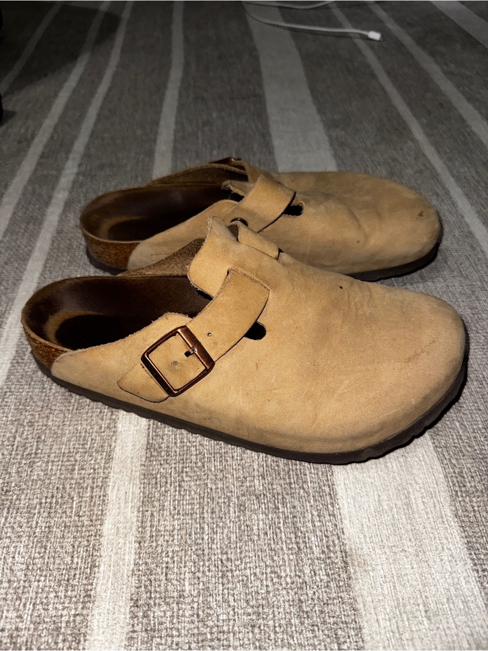 Birkenstock Tan Suede Clogs with Buckle - Picture 3 of 6